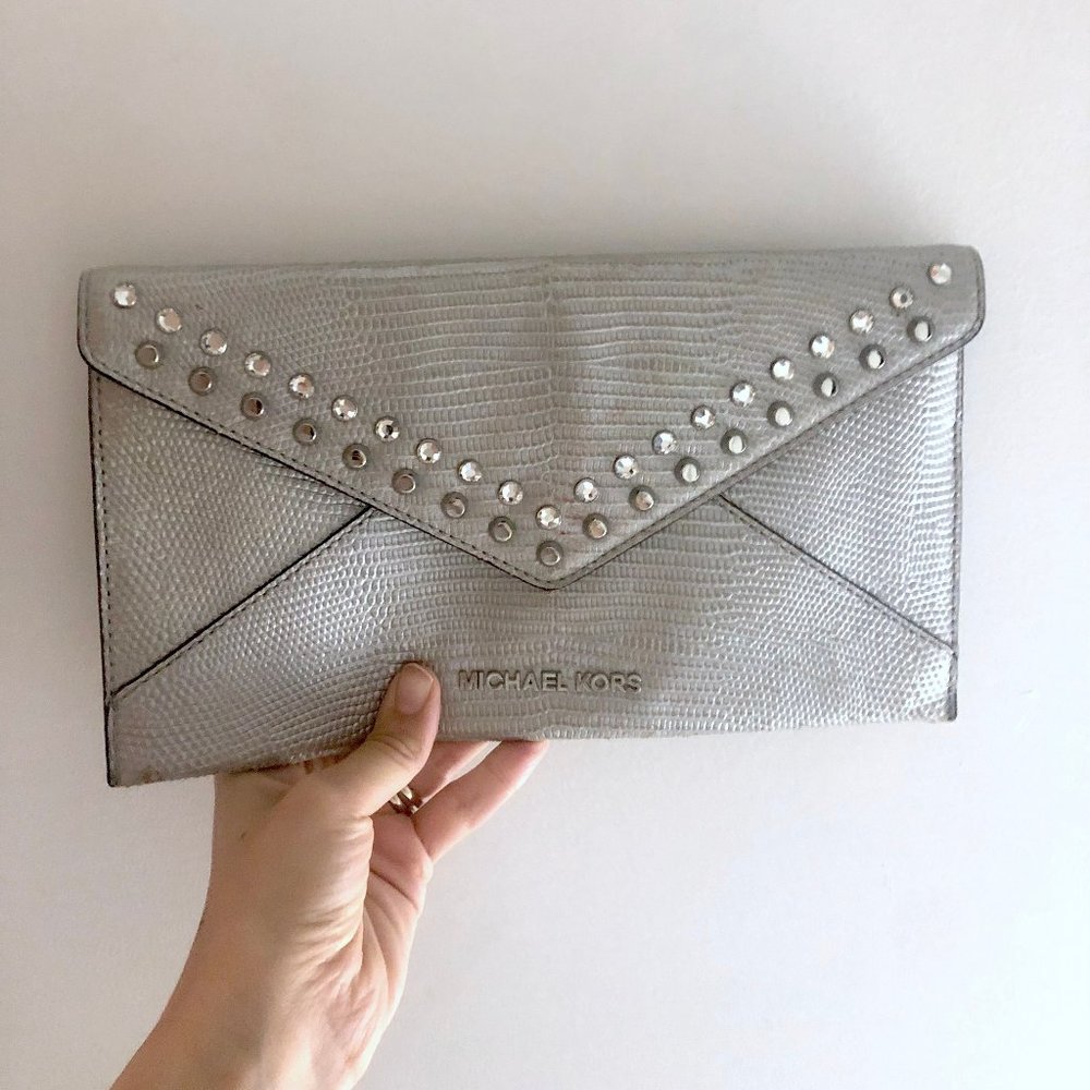 Michael Kors silver clutch